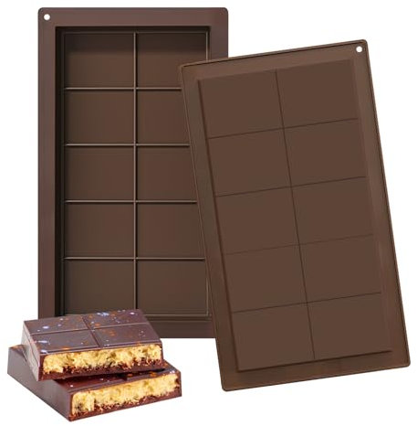 Horuili® Molde de Silicona para Chocolate - 2 Piezas, Molde Hondo para Tabletas, Hornear Dulces y Decorar Tartas