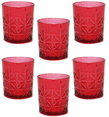 COSE DA CASA Set di 6 Bicchieri Barocco Rossi 28 cl per una Tavola Natalizia Elegante per Festeggiamenti Speciali natale