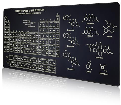 DAWNTREES Science Periodic Table of The Chemical, 90x40 cm Elements Chart Gaming Keyboard Mouse Pad, Mousepad Desk Mat, Huge Extended XL Stitched, Edge Rubber,Sole for Home Office