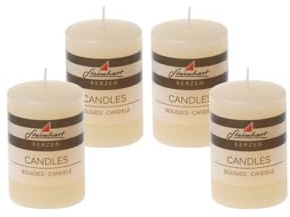 4er Set Adventskranzkerzen Raureif Creme 80/58 mm durchgefärbte Trend-Kerzen