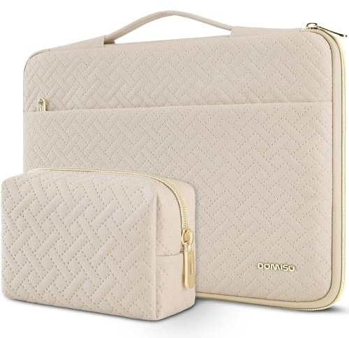DOMISO Laptoptasche 15,6 zoll Laptop Hülle Tasche Kompatibel mit 16 Zoll MacBook Pro M4/M3/M2/M1 Pro/Max A3403 A3186 A2991 A2780 A2485 A2141,Wasserabweisend Laptophülle mit Zubehör Tasche,Beige