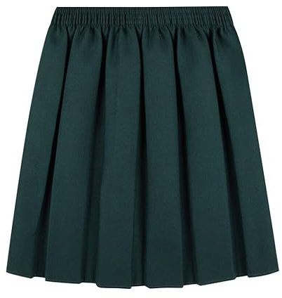 Beach Stone® School Uniform Girls Summer Formal Dress Bottom Full Elastic Box Pleat Skirt Girls Back to School Uniform Skirts Girls Box Pleated Skirt Age 2-18 Years Bottle Green
