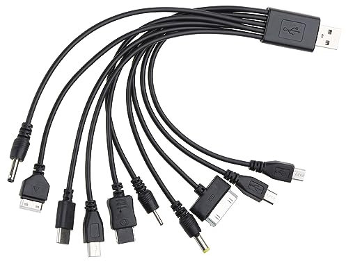 ZEPFJHE Câble USB 10 en 1 multifonction 20 cm, compatible avec Smartphone, Lecteur de musique, Appareil photo