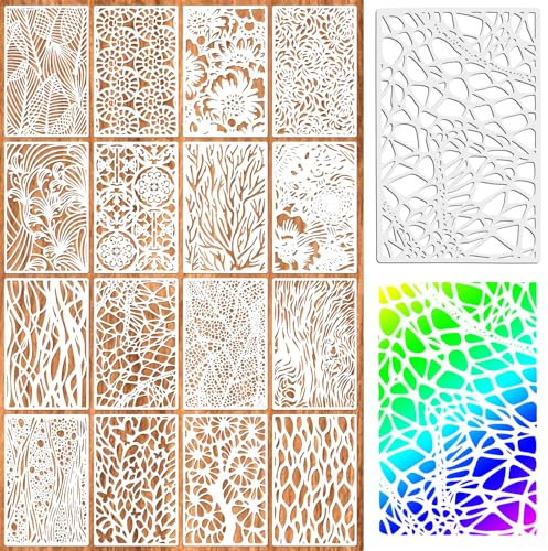 16 Stück Schablonen zum Malen,28 × 18 cm Malschablonen Erwachsene,Schablonen Wandgestaltung, Wiederverwendbar Zeichenschablonen für Boden,Möbel Wandgestaltung Deko,DIY Scrapbooking Handwerk