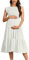 Robe Plissée Maternité sans Manche Col Rond Robe mi Longue Grossesse à Volants Ete Grande Taille Ample Enceinte Chic Pas Cher Shooting Photo (Blanc, M)