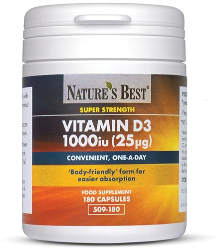 Nature's Best Vitamin D3 1000iu, 180 Capsules (6 Months' Supply) | High Strength and Highly Absorbable Supplement, UK Made