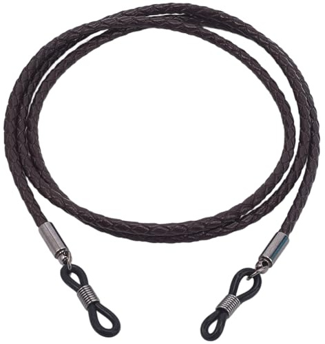 CALFOVERA Cowhide Eyeglass Strap for Men Women Genuine Leather Eye Glass Holder Around Neck Universal Eyewear Retainer Lanyard String Chain for Sunglass Glass Holder Cord(Coconut Brown)