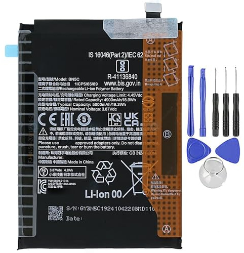 ELLENNE Batería para Xiaomi BN5C Poco M4 Pro 5G 5000 mAh con kit de herramientas