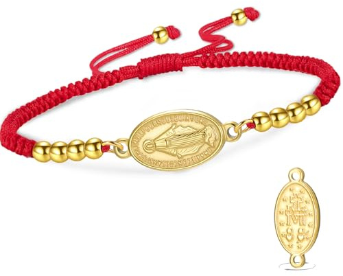 VASSAGO Jungfrau Maria Armband für Damen und Herren, doppelseitig Rosenkranz Armbandx wundertätige Medaille handgefertigt geflochtenes Seil katholisch christlich religiöser Schmuck Geschenk