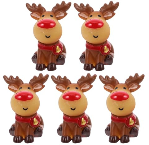 Angoily 5 STK Deer Figuren Miniatur-weihnachtsschmuck Elch-Ornamente Aus Hirsch Mini-Rentier Weihnachts-elch-Figur, Tischdekoration Kleine Rentierfiguren