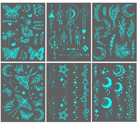 Luminous Star Body Sticker,Night Glow Body Art Sticker Makeup | Artistic Waterproof Music Party Supplies for Birthday Themed Events Festival