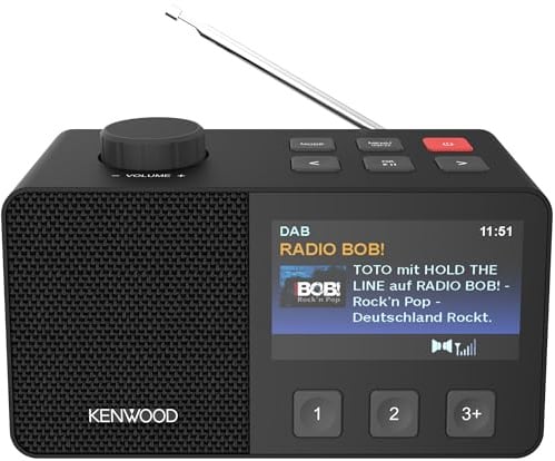 Kenwood CR-M70DAB Radio Dab+/FM con ASA, Pantalla IPS 4,3, Bluetooth 5.3, Dual Alarm & Sleep, USB MP3, Jack 3,5 mm, Easy Mode, Altavoz 5 W – Negro