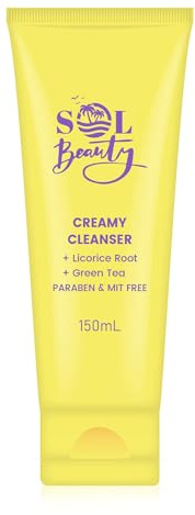 Sol Beauty Creamy Face Cleanser Gentle Hydrating Wash Hyaluronic Acid 150ml | Deep Cleansing Treatment with Hyaluronic Acid and Niacinamide for Radiant Healthy Looking Skin. Gentle Hydrating Formula.