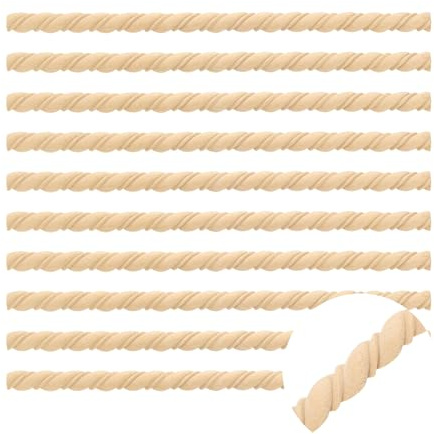QUARKZMAN 10Stk 40cm Dekorative Holzleiste Unbehandelt 3D Holz Möbelleiste Für DIY Basteln Zuhause Wand Schrank Regal Fenster Tür (Gedrehte Form 20mm)