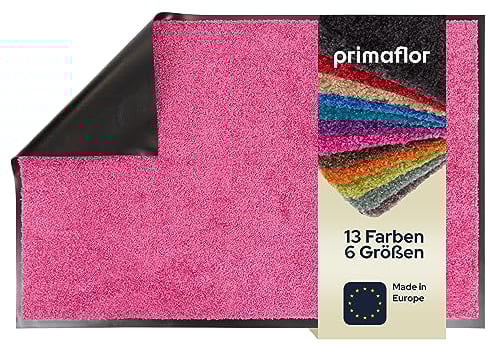 Primaflor Schmutzfangmatte CLEAN – Pink, 90x150 cm | Saugstarke, Schwer entflammbare Fußmatte | Rutschfester Türvorleger für Innen | Türmatte für Eingangsbereich | Sauberlaufmatte mit Gummirand