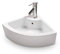 Eck Keramik Waschbecken Klein Gäste WC 46x32 cm mit Easy Clean Oberfläche Design Handwaschbecken, Waschbecken mit Lotus-Effekt, Mini Waschbecken