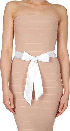 BlackButterfly Hochzeit Bogen Band BrautjungfernabschlussballSatin-Schärpe Gürtel (Weiß, 5W / 175L)