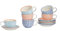 Nicola Spring Patterned Porcelain Cappuccino Cups and Saucers - 3 Designs - Set of 6
