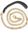 POPETPOP Dog Leash Golden Metal Long Gold Stainless Steel Chew Proof Indestructible Cool Leash Chain Link for Pet Durable with Leather Handle