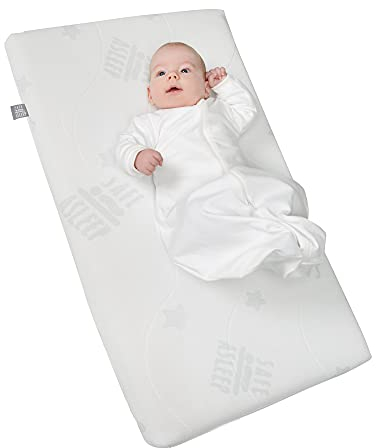 roba Stubenbettmatratze 45 x 85 cm - Matratze für Beistellbetten & Stubenwagen - AIR BALANCE PLUS - safe asleep® - Atmungsaktive Babymatratze für optimales Schlafklima