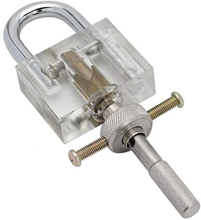 Loboo Idea Transparentes Klingen-Vorhängeschloss mit Disc Detainer-Entriegelungswerkzeugen, Civil Disc Transparentes Schloss mit Entriegelungsset