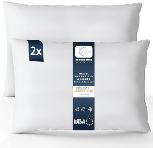 MOON Luxury 2er Pack Perkal Füllkissen, Innenkissen, Sofakissen ca. 40x60cm - 470g mit Hülle aus 100% Baumwolle (fest)