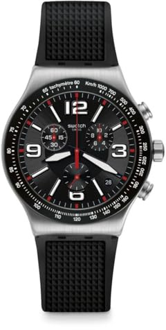 Swatch Herren Analog Quarz Uhr mit Gummi Armband YVS461