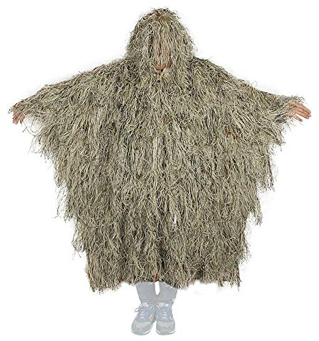 MBLUE 3D-Schleife, Jagd, Gras, Ghillie, Poncho, Sniper, Wüste, Camouflage, Umhang für Training, Desert Sand, mean size