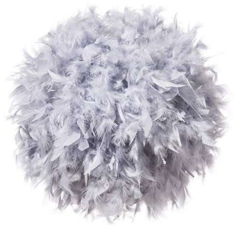 Waneway 50cm Feather Light Shade for Ceiling Pendant Light, Fluffy Lamp Shade Lampshade Lightshade for Table Lamp and Floor Lamp, Bedroom, Living Room, Wedding or Party Decor, ID 40cm, OD 50cm, Grey