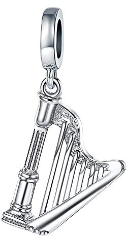 Charm Anhänger,925 Sterling Silber Harfe Anhänger Perlen Musik Charm Fit Armband Feiner Schmuck Für Mutter Geschenk