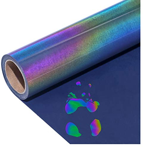 Reflective Heat Transfer Vinyl HTV Vinyl 12in x 6ft Reflective Rainbow Iron On Vinyl for T-Shirt Holographic Chameleon HTV Vinyl for Cricut and Silhouette Cameo(Rainbow Reflective)