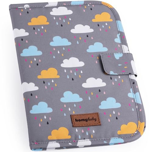 HOMYBABY® Mutterpasshülle - Baby Reisedokumentenhalter - Babypass Hülle - Organizer für Neugeborene - Baby-Geschenk - Dokumententasche für Reisen (Clouds)