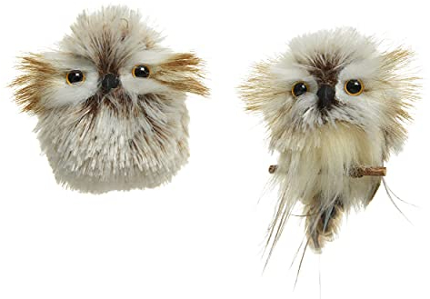 Decoris Christbaumschmuck Eule Plüsch/Kunstfell ca. 9cm x 1 Stück Sortiert Weihnachtskugeln Vogel braun