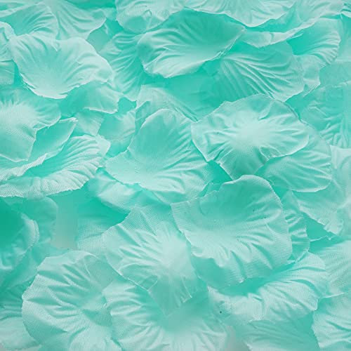 RUIYWEN 1000 Pezzi di Petali di Rosa in Seta Artificiale Colore Blu Verde per San Valentino, Fiori per Matrimoni, Coriandoli, Spargimento da Tavola