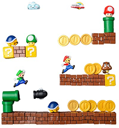 FEIFEI'S BOW Kühlschrankmagnete Super Mari Bros, 3D-Action-Figuren, Kinder, Memo, Party, Tütenfüller, Tafel, Geschenk, Kühlschrank-Aufkleber, 10/40 Stück (40)