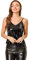 Allegra K Damen Festliches Oberteil Glitzer Top Spaghetti Party Club Camisole Pailletten Shirt Schwarz S
