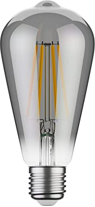 ledscom.de E27 LED Leuchtmittel, ST64, extra warmweiß (1800 K), 7,6 W, 240lm, Rauchglas