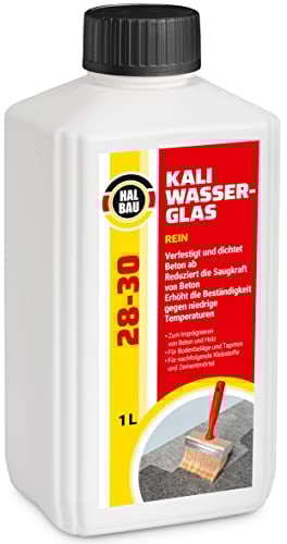 HALBAU Kaliwasserglas 28-30 Rein 1 Liter Kali Wasserglas, Haftgrund, Beton Versiegelung, Holz Imprägnierung, Verkieselung, Mauerabdichtung, Betonschutz, Holzschutz