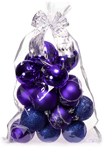 com-four® 20x Weihnachtskugeln, Christbaumkugeln bruchsicher aus Kunststoff für Weihnachten, Baumschmuck für den Christbaum mit Anhänger, Ø 6 cm