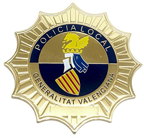 Placa Policia Local Generalitat Valenciana. fabricada en inyección metálica, finamente pulida por ambas caras