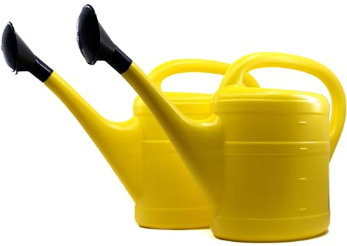 2X Gießkanne 5L GELB + 1x KÜHLSCHRANKMAGNET! Blumenkanne Kunststoff für Garten & Zimmerpflanzen Gießkannen Gieskanne Gieskannen Giesskanne 5 L Liter Watering Can Kinder Zimmergießkanne, gesamt 10L