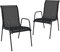 vidaXL 2X Gartenstuhl Gartensessel Terrassenstuhl Stuhl Stühle Balkonstuhl Armlehnstuhl Essstuhl Gartenstühle Gartenmöbel Stahl Textilene Schwarz