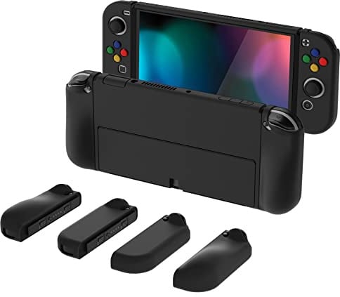 PlayVital AlterGrips Hülle für Nintendo Switch OLED, Joy Con Case Hülle Schutzhülle Dockable Zubehör, Ergonomische Grip Joycon mit Schutzfolie&Joystick Kappen für Nintendo Switch OLED