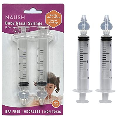 NAUSH Baby Nasensauger | Baby Nasenspritze | Baby Nasenreiniger – BPA-freie Silikonspitzen, Einweg, tragbar, von NAUSH (2 Spritzen)