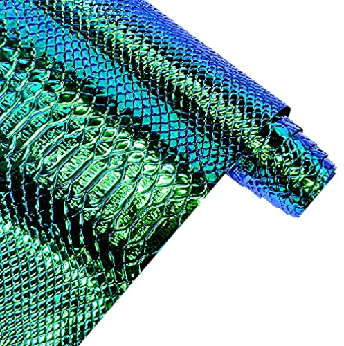 XHT 30 x 135 cm, holografisches Krokodilleder, schillerndes dunkelgrünes Alligator-Kunstleder, geprägter Bastelstoff für DIY-Nähprojekte