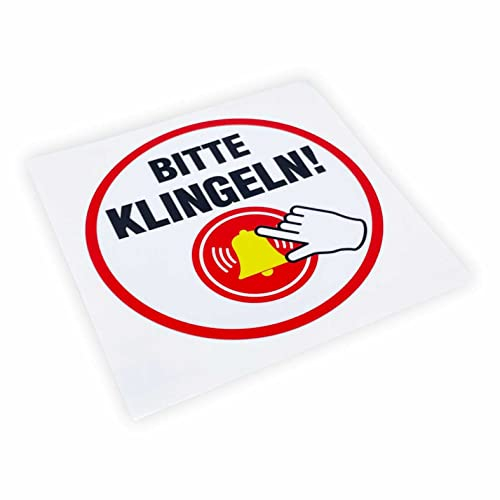 FOTOFOL Aufkleber 'Bitte klingeln' - Hinweisaufkleber für Innen & Außen, Vinyl, Glänzend, Minimalistisch, Sticker, Oval, 8x8cm, Style1