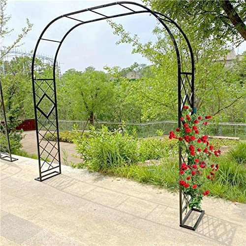NOWORO Gartenbogen Rankgitter Metall Rosenbogen 180cm 200cm 220cm 260cm 380cm Breite,Hochzeitsbogen Rankbogen mit Basis,Torbogen für Kletterpflanzen Rosen (Color : Schwarz, Size : 200x270cm/79x106)
