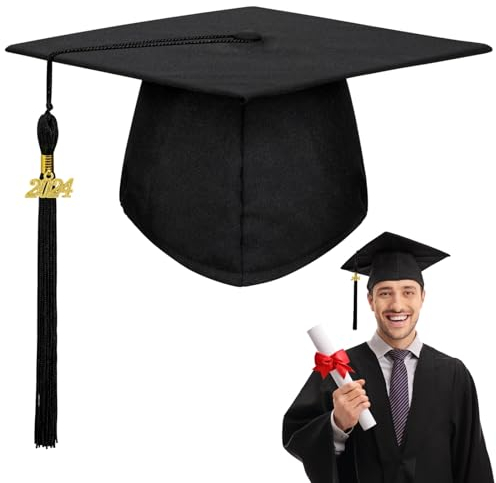 LUBOXIN Abschluss Hut Graduation Hat mit 2025 Jahreszahl Tassel Anhänger Adjustable Bachelor Hut, Doktorhut, Studentenhut für Universität, Hochschule, Abitur Abschluss, Bachelor Geschenk - Schwarz