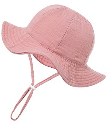 Nishine Chapeau de soleil pour bébé - Protection solaire - Chapeau de pêcheur pour enfant, rose, 3-12 Months