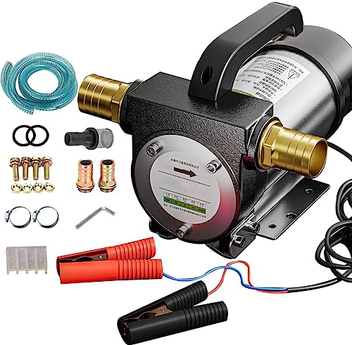 BASICM Pompe D'extraction De Transfert De Carburant 24 V avec Tuyau D'aspiration D'huile De 8 M, Pompe De Transfert De Carburant électrique Portable 580 W, Aspiration Maximale 6 M/19,6 Pieds
